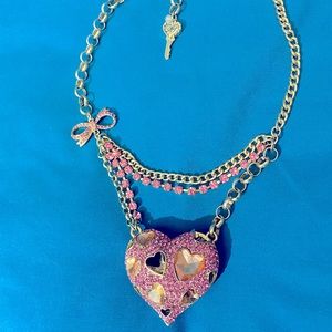 Betsy Johnson rhinestone heart necklace